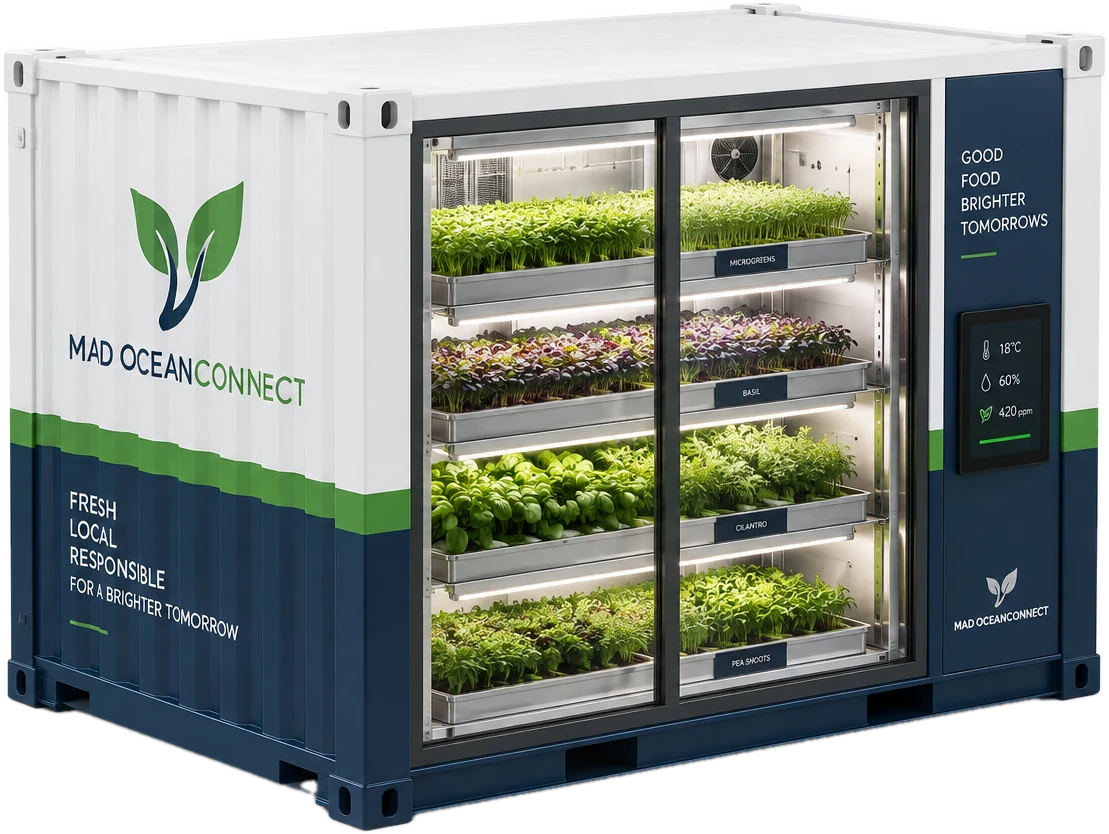 A compact 10-foot MAD OCEANCONNECT grow unit with a glass front